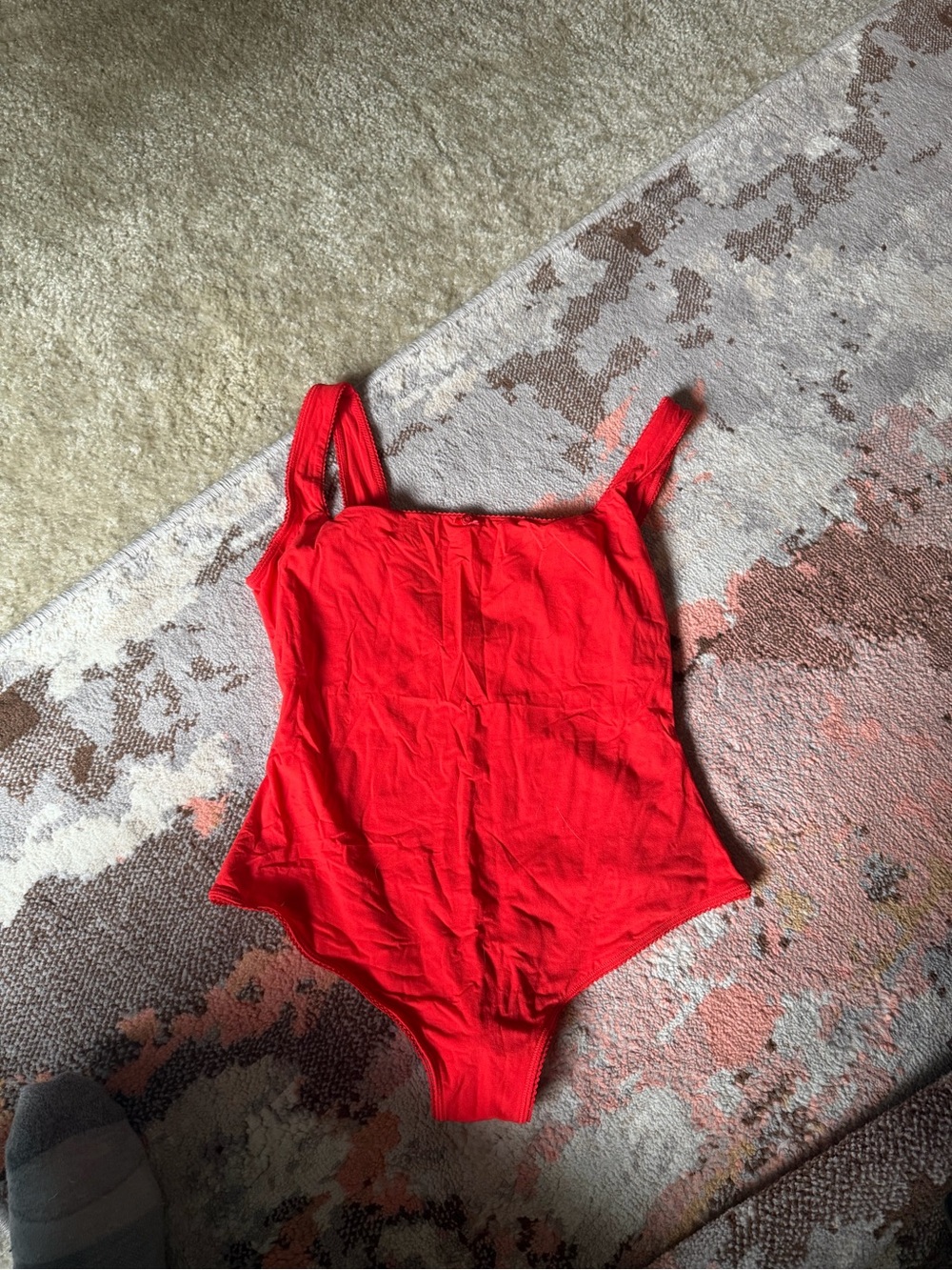 Picot red skims bodysuit